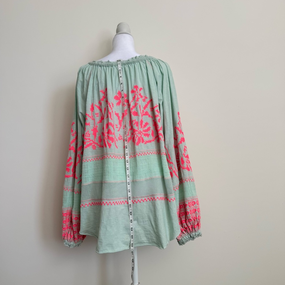Free People persuasion top Mint Green Tunic with Pink Embroidery size small. NWT - Picture 6 of 10